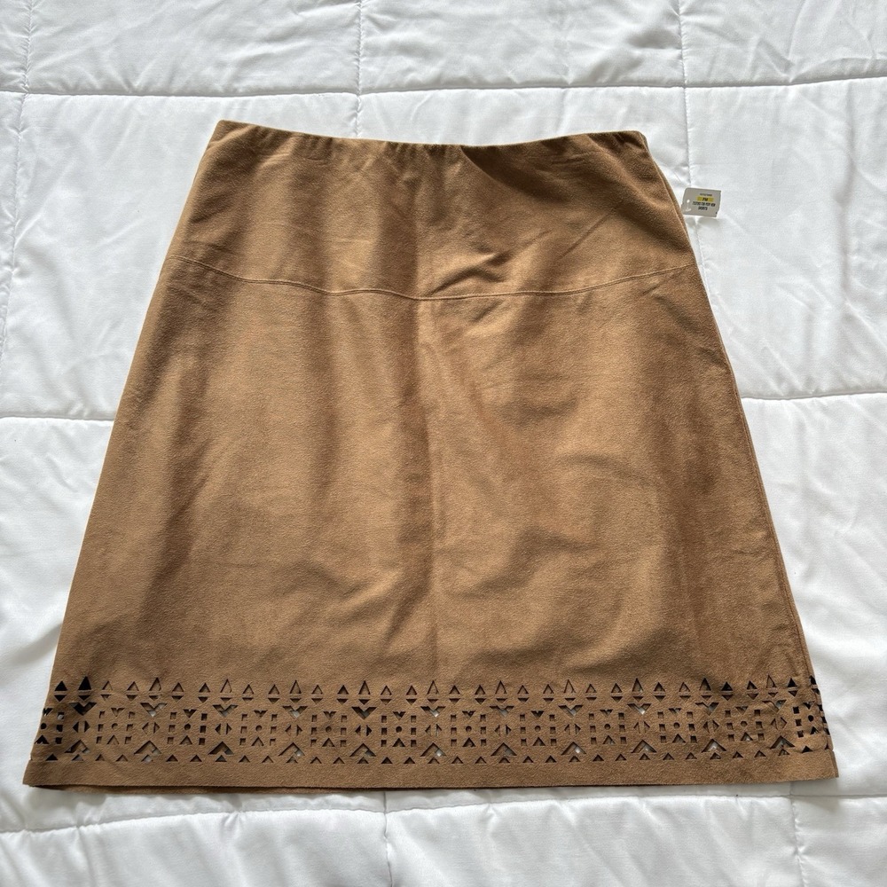 NWT New Directions‎ Tobacco Faux Suede Skirt Brown Womens Medium Western Country